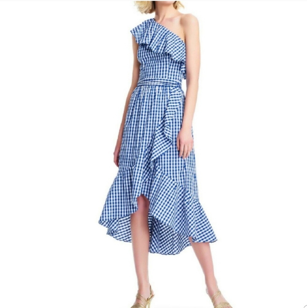 Lovely 1 Shoulder Checkered Adrianna Papell Dress